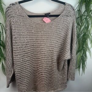 Ann Taylor sweater with glitter. Taupe/ beige. Size medium.